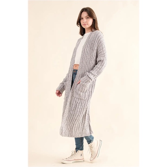 Ribbed Popcorn Full Body Duster Cardigan - Picture 3 of 3